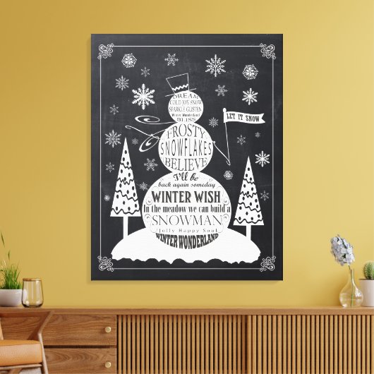 Moderne  snowman-krijtbordkunst canvas afdruk (Insitu (Woonkamer))