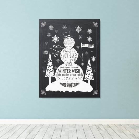 Moderne  snowman-krijtbordkunst canvas afdruk (Insitu (Houten vloer))