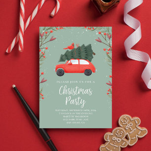 Moderne Snowy Christmas Party Pine Tree rode auto Kaart