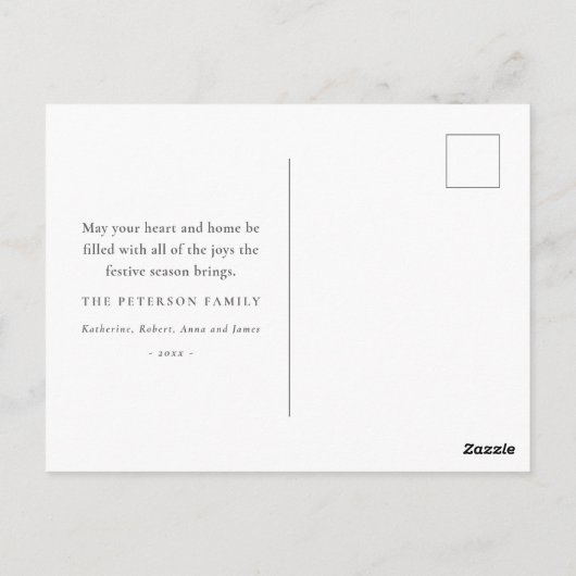 Moderne Snowy Green-kerstboom Briefkaart (Achterkant)