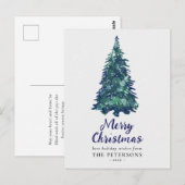 Moderne Snowy Green-kerstboom Briefkaart (Voorkant / Achterkant)