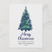 Moderne Snowy Green-kerstboom Briefkaart (Voorkant)