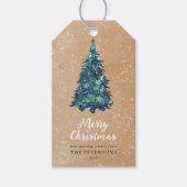 Moderne Snowy Green Kerstmis Kraft Cadeaulabel (Voorkant)
