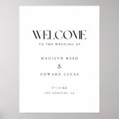 Moderne Sober Zwart & Wit Trouw Welkom Poster (Voorkant)