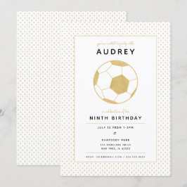 Moderne Soccer Star White en Gold Sports Birthday Kaart