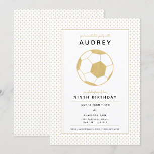Moderne Soccer Star White en Gold Sports Birthday Kaart