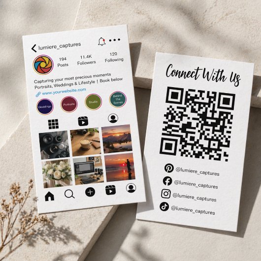 Moderne Sociaal Media Fotograaf QR Code Visitekaartje
