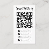 Moderne Sociaal Media Fotograaf QR Code Visitekaartje (Achterkant)