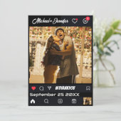 Moderne Social Media Geïnspireerd Custom Wedding Bedankkaart (Staand voorkant)