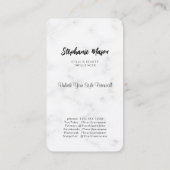 Moderne Social Media Influencer Beauty Marmer Visitekaartje (Achterkant)