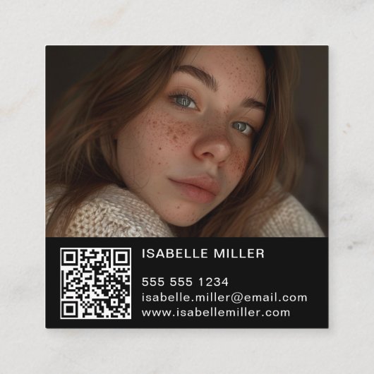 Moderne Social Media Logo Foto QR code Vierkante Visitekaartje (Achterkant)