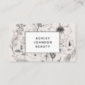 Moderne Social Media QR Code Botanische Blush Zwar Visitekaartje (Voorkant)