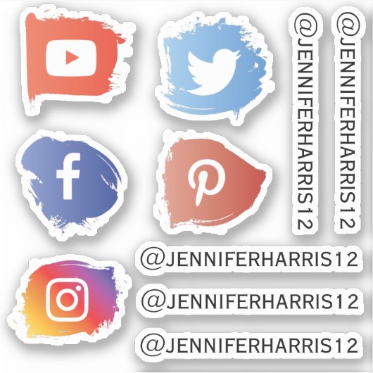 Moderne sociale media aangepaste sticker (Voorkant)