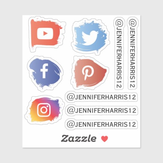 Moderne sociale media aangepaste sticker (Vel)