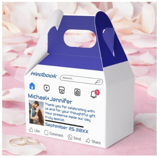 Moderne Sociale Media Custom Message Wedding Bedankdoosjes