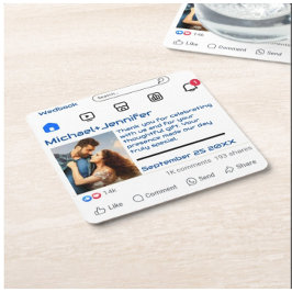 Moderne Sociale Media Custom Message Wedding Favor Kartonnen Onderzetters