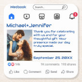 Moderne Sociale Media Custom Message Wedding Favor Kartonnen Onderzetters (Voorkant)