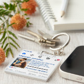 Moderne Sociale Media Custom Message Wedding Favor Sleutelhanger (Voorkant Rechts)