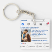 Moderne Sociale Media Custom Message Wedding Favor Sleutelhanger (voorkant)