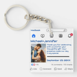 Moderne Sociale Media Custom Message Wedding Favor Sleutelhanger
