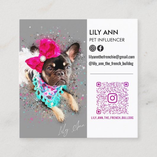 Moderne sociale media Dubbele foto QR Vierkante Visitekaartje (Voorkant)