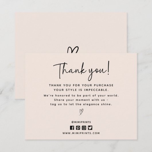 Moderne, sociale media iconen bedankkaart informatiekaartje (Voorkant / Achterkant)