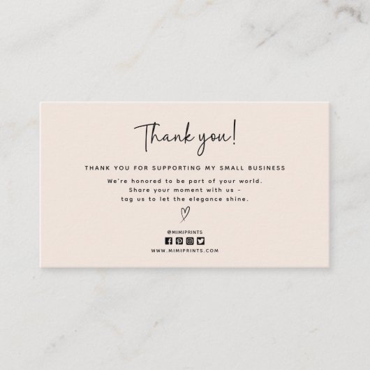 Moderne, sociale media iconen bedankkaart visitekaartje (Voorkant)