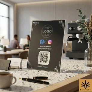 Moderne sociale media   Instagram Facebook QR Code Reclamebord Met Voetstuk
