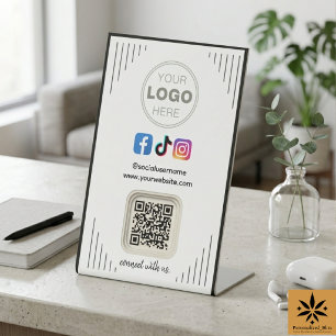 Moderne sociale media Instagram Facebook QR Code Reclamebord Met Voetstuk