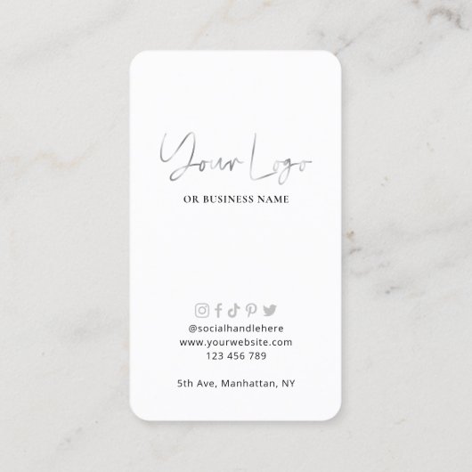 Moderne sociale media met witte en zilveren QR-cod Visitekaartje (Achterkant)