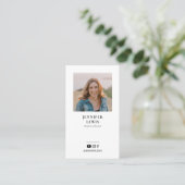 Moderne sociale media met zwarte & witte foto visitekaartje (Staand voorkant)