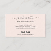 Moderne sociale media pictogrammen Blush Pink Eleg Visitekaartje (Voorkant)