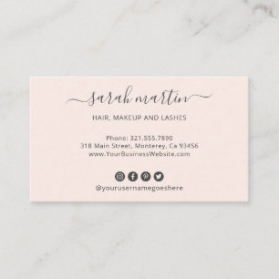 Moderne sociale media pictogrammen Blush Pink Eleg Visitekaartje