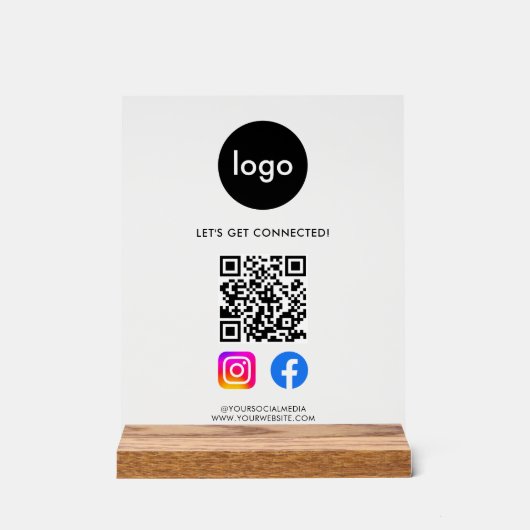 Moderne sociale media QR-code Acryl Bord (Voorkant)