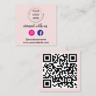 Moderne Sociale Media QR Code   Minimalistische Po Vierkante Visitekaartje