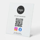 Moderne sociale media QR-code Reclamebord Met Voetstuk (Voorkant)
