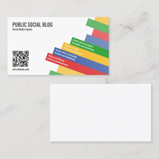 Moderne sociale media QR-code Visitekaartje (Voorkant / Achterkant)
