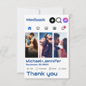 Moderne sociale media-thema foto bruiloft bedankkaart (Voorkant)