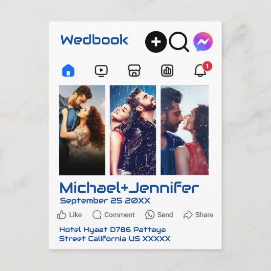 Moderne sociale media-thema foto QR-code bruiloft Briefkaart (Voorkant)
