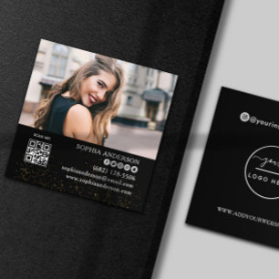 Moderne sociale media voegen je logo foto QR-code  Vierkante Visitekaartje