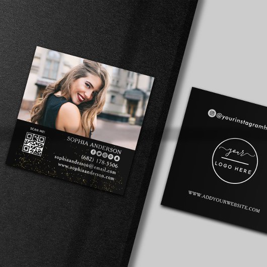 Moderne sociale media voegen je logo foto QR code  Vierkante Visitekaartje