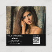 Moderne sociale media voegen je logo foto QR-code  Vierkante Visitekaartje (Achterkant)