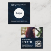 Moderne sociale media voegen logo foto-info-QR-cod Vierkante Visitekaartje (Voorkant / Achterkant)