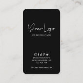 Moderne sociale media zwart en zilveren schaalbare visitekaartje (Achterkant)