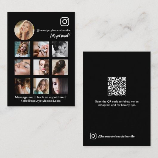 Moderne socialemedia-kaart met QR-code Visitekaartje (Voorkant / Achterkant)