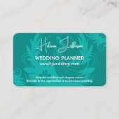 Moderne Soft Blauwgroen Motif Logo Wedding Planner Visitekaartje (Voorkant)