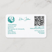 Moderne Soft Blauwgroen Motif Logo Wedding Planner Visitekaartje (Achterkant)