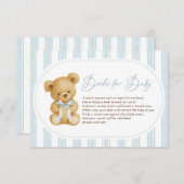 Moderne Soft Blue Teddy Bear Boeken voor Baby Informatiekaartje (Voorkant / Achterkant)
