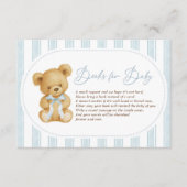 Moderne Soft Blue Teddy Bear Boeken voor Baby Informatiekaartje (Voorkant)
