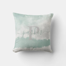 Moderne Soft Green Waterverf Monogram